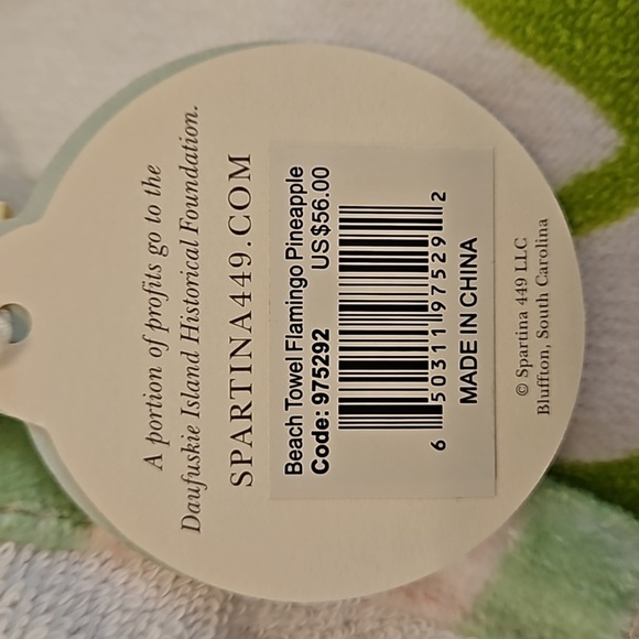 Spartina 449 Beach Towel Flamingo Pineapple NEW - Picture 5 of 8